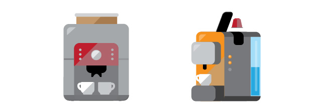 Automatische espressomachines met koffiebonen of capsules